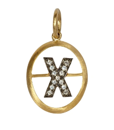 Shop Annoushka Yellow Gold And Diamond X Pendant