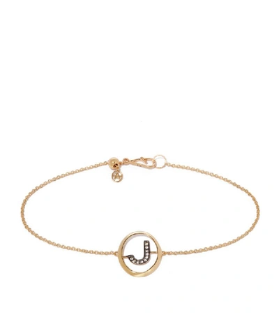 Shop Annoushka Yellow Gold And Diamond Initial J Bracelet