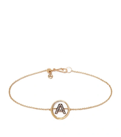 Shop Annoushka Yellow Gold And Diamond Initial A Bracelet