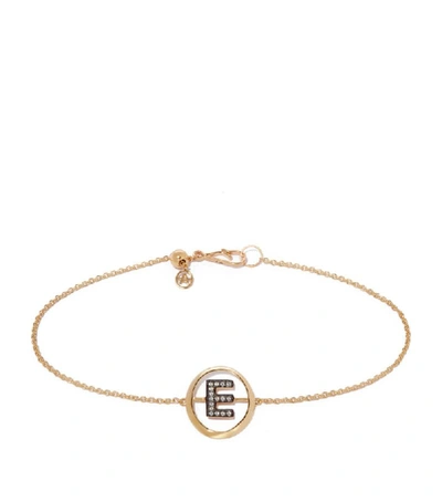 Shop Annoushka Yellow Gold And Diamond Initial E Bracelet