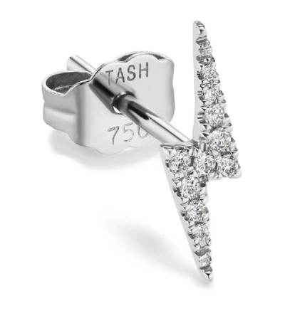 Shop Maria Tash White Gold Diamond Lightning Bolt Threaded Stud Earring (11mm)
