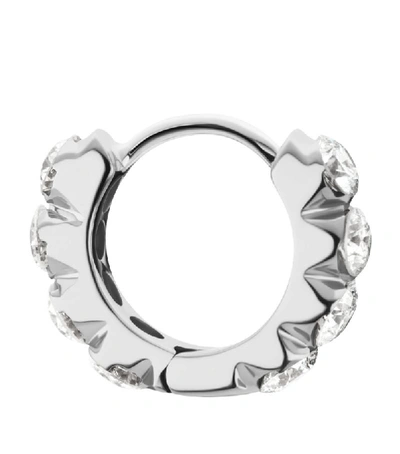 Shop Maria Tash White Gold Invisible Set Large Diamond Eternity Hoop Earring (6.5mm)