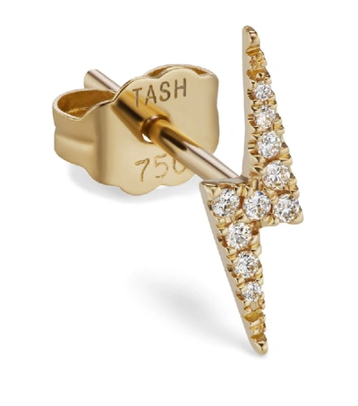 Shop Maria Tash Yellow Gold And Diamond Lightning Bolt Threaded Stud Earring (11mm)