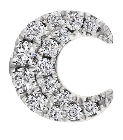 Shop Maria Tash White Gold Diamond Moon Threaded Stud Earring (5.5mm)