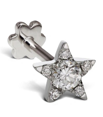 Shop Maria Tash White Gold Diamond Star Threaded Stud Earring (5.5mm)