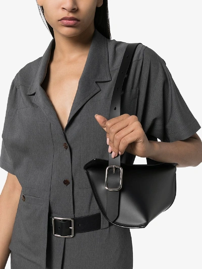 Shop Venczel Black Aera-s Leather Shoulder Bag