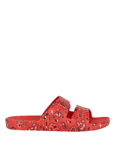 Shop Freedom Moses Bandana Printed Slide Sandals In Red