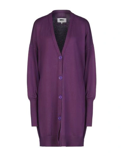 Shop Mm6 Maison Margiela Cardigans In Purple