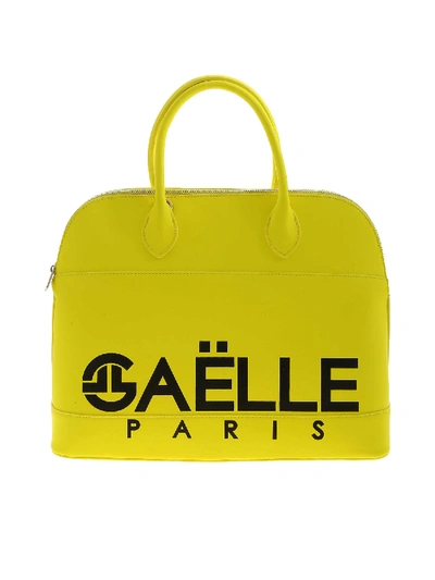 Shop Gaelle Paris Neon Yellow Handbag With Logo