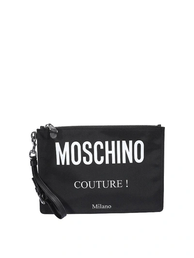 Shop Moschino Nylon Clutch In Black