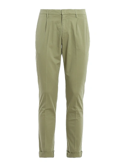 Shop Dondup Gaubert Green Stretch Cotton Trousers
