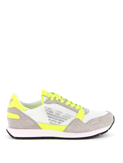 Shop Emporio Armani Neon Detailed Runner Sneakers In Multicolour