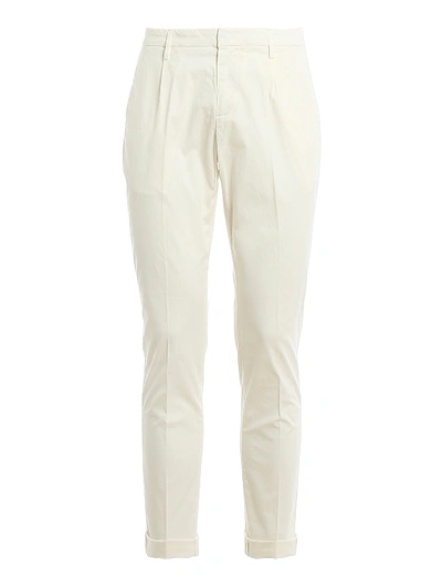 Shop Dondup Gaubert Stretch Cotton Trousers In White