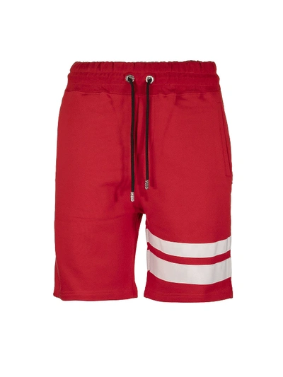 Shop Gcds Contrasting Stripe Shorts In Red
