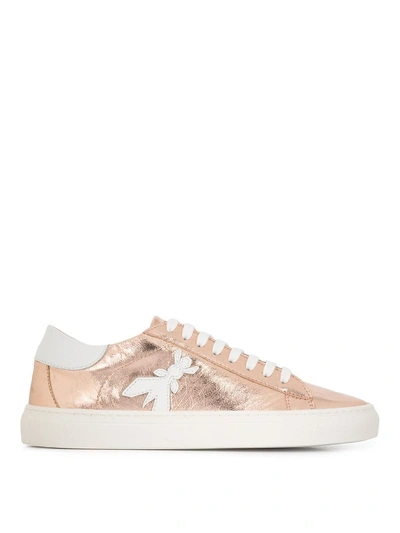 Shop Patrizia Pepe Fly Patch Metallic Leather Sneaker In Rose Gold
