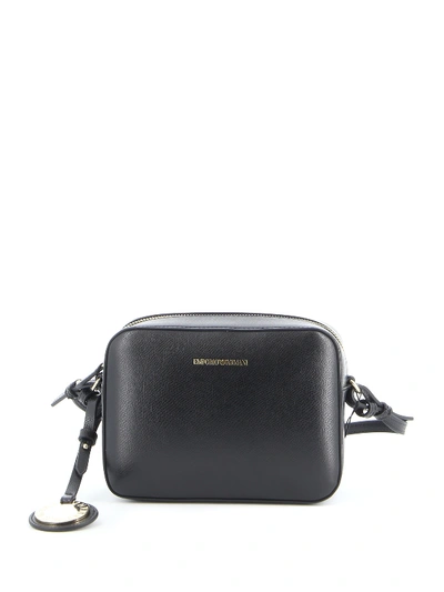 Shop Emporio Armani Mini Dollaro Black Faux Leather Camera Bag