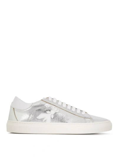 Shop Patrizia Pepe Fly Patch Leather Sneaker In Silver
