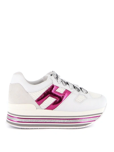Shop Hogan Maxi H222 Mesh And Leather Sneakers In White