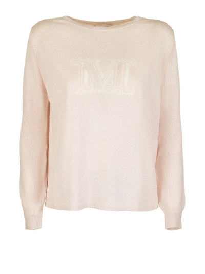 Shop Max Mara Salice Silk And Linen Pink Sweater