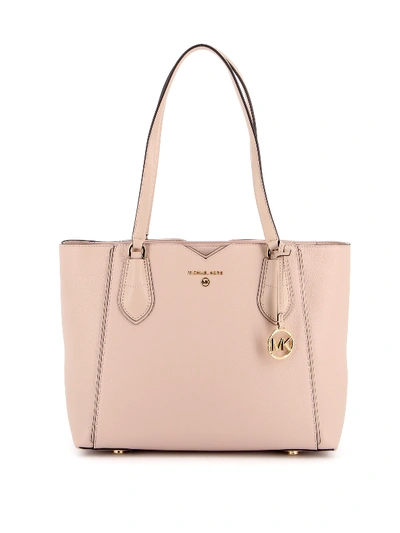 Shop Michael Kors Mae Medium Grainy Leather Tote In Light Pink