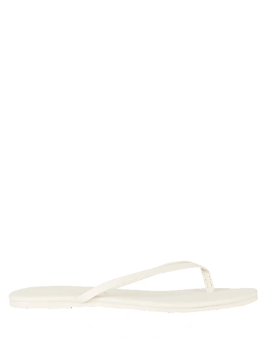 Shop Tkees Solids Leather Flip Flops In Ivory