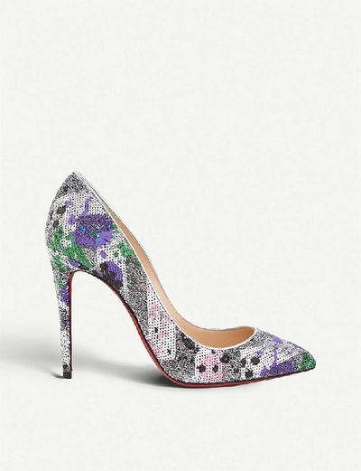 Shop Christian Louboutin Pigalle Follies 100 Glitter Mini In Silver-multi/sv