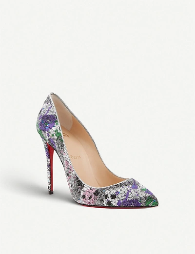 Shop Christian Louboutin Pigalle Follies 100 Glitter Mini In Silver-multi/sv