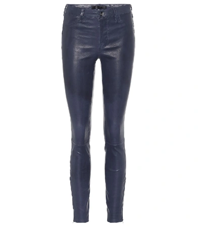 Shop J Brand L8001 High-rise Skinny Leather Pants In Blue