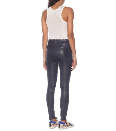 Shop J Brand L8001 High-rise Skinny Leather Pants In Blue