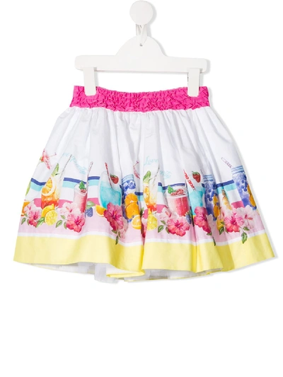 Shop Monnalisa Teen Mixed-print Flared Skirt In White