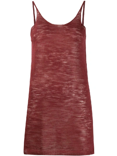 Shop Alysi Semi-sheer Scoop Neck Vest Top In Red