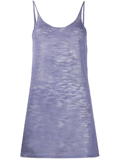 Shop Alysi Semi-sheer Scoop Neck Vest Top In Blue