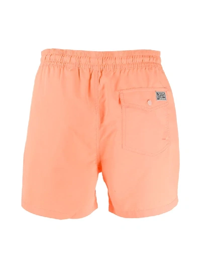 Shop Ralph Lauren Embroidered Logo Swim Shorts In Orange