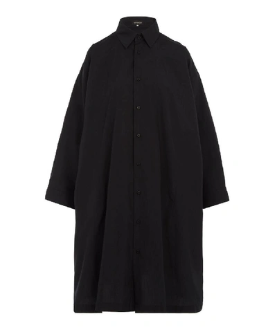 Shop Eskandar A-line Cotton Shirt-dress In Black