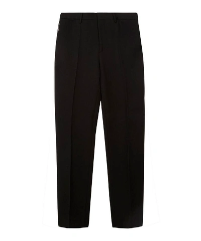 Shop Burberry Straight Leg Formal Wool Trousers In Black