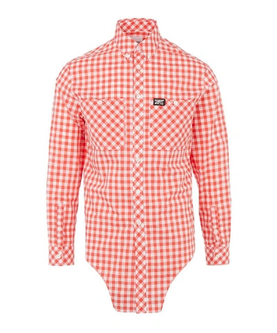 Shop Burberry Cut-out Hem Gingham Shirt In Red