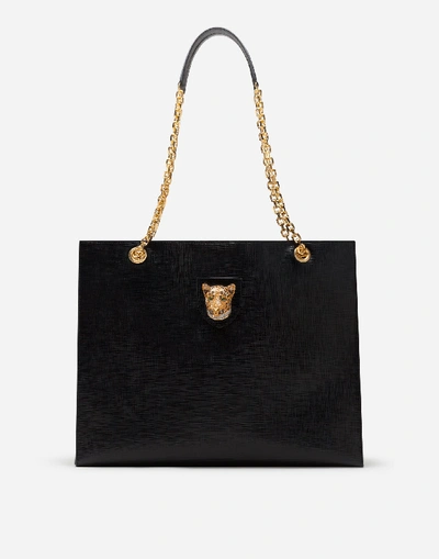 Shop Dolce & Gabbana Large Jungle Bag In Calfskin With Jewel