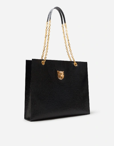 Shop Dolce & Gabbana Large Jungle Bag In Calfskin With Jewel