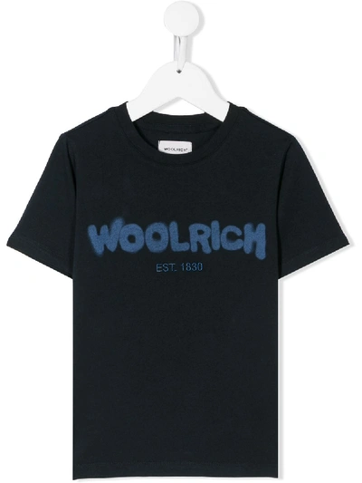 Shop Woolrich Printed Logo T-shirt In Blue