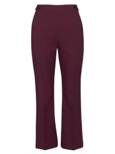 Shop Marni Flare Wool Trousers In Burgundy