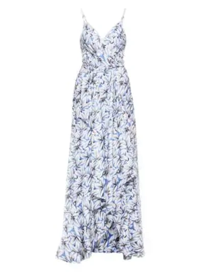 Shop Jonathan Simkhai Ava Floral Wrap Gown In Pacific Print