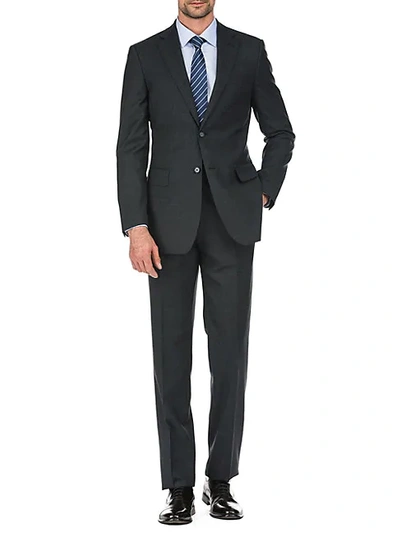 Shop English Laundry Men's Slim-fit Plaid Wool-blend Suit In Dark Grey