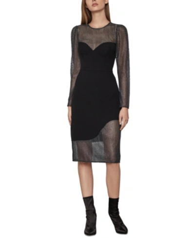 Shop Bcbgmaxazria Asymmetrical Illusion Dress In Black