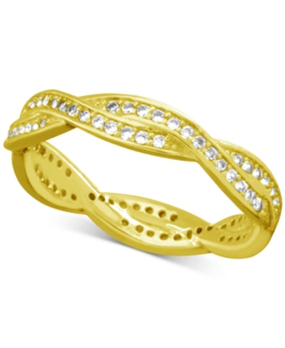Shop Essentials And Now This Cubic Zirconia Twist Silver Plate Ring In Gold