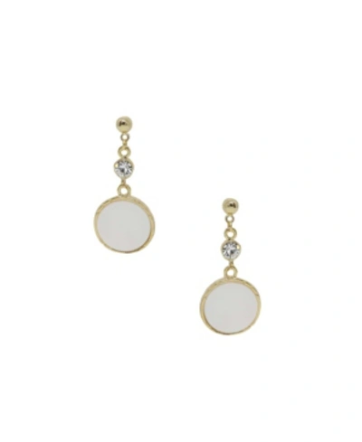 Shop Ettika Love By The Moon White Shell Disc Drop Earrings In Gold