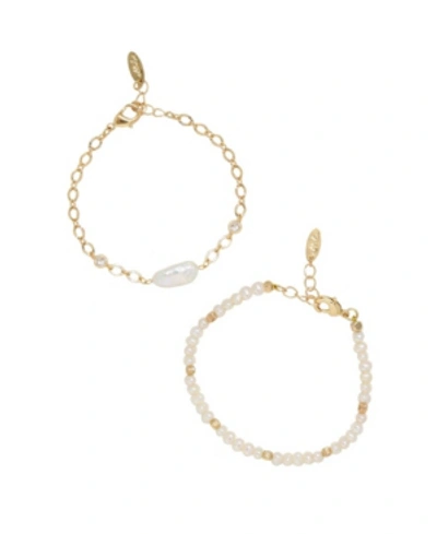 Shop Ettika Pretty In Pearls Bracelet Set In Gold