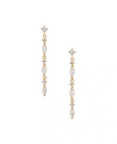 Shop Ettika Dainty Linear Crystal Drop Earrings In Gold