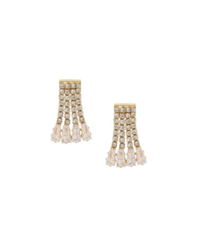 Ettika Crystal Fringe Dangle Stud Earrings In Gold