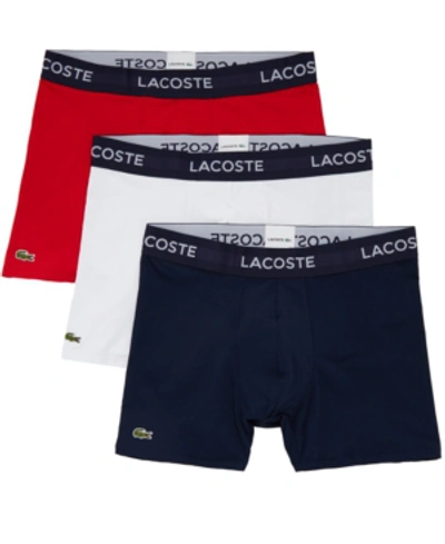 Shop Lacoste Men's 3-pk. Motion Cotton Boxer Briefs In Navy/red/white