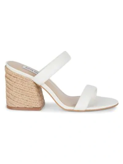 Shop Steve Madden Marcella Leather Woven Block Heel Sandals In White